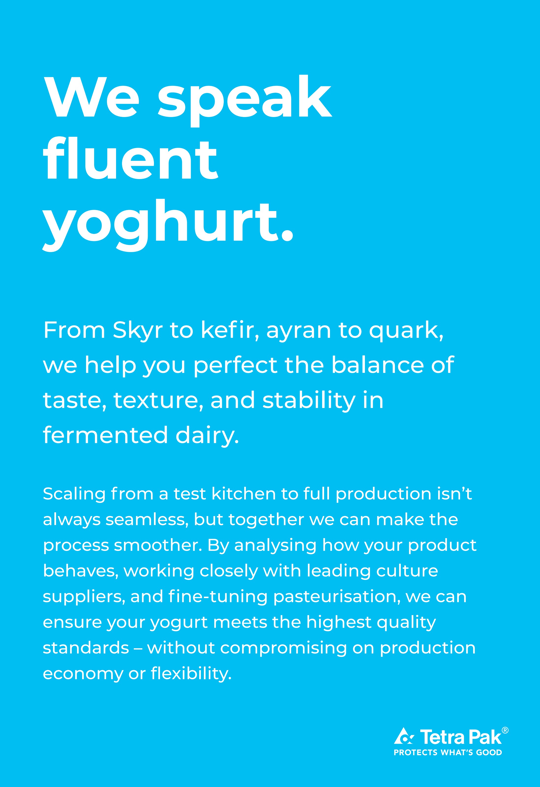 Voice sample headline: 'We speak fluent yoghurt.'